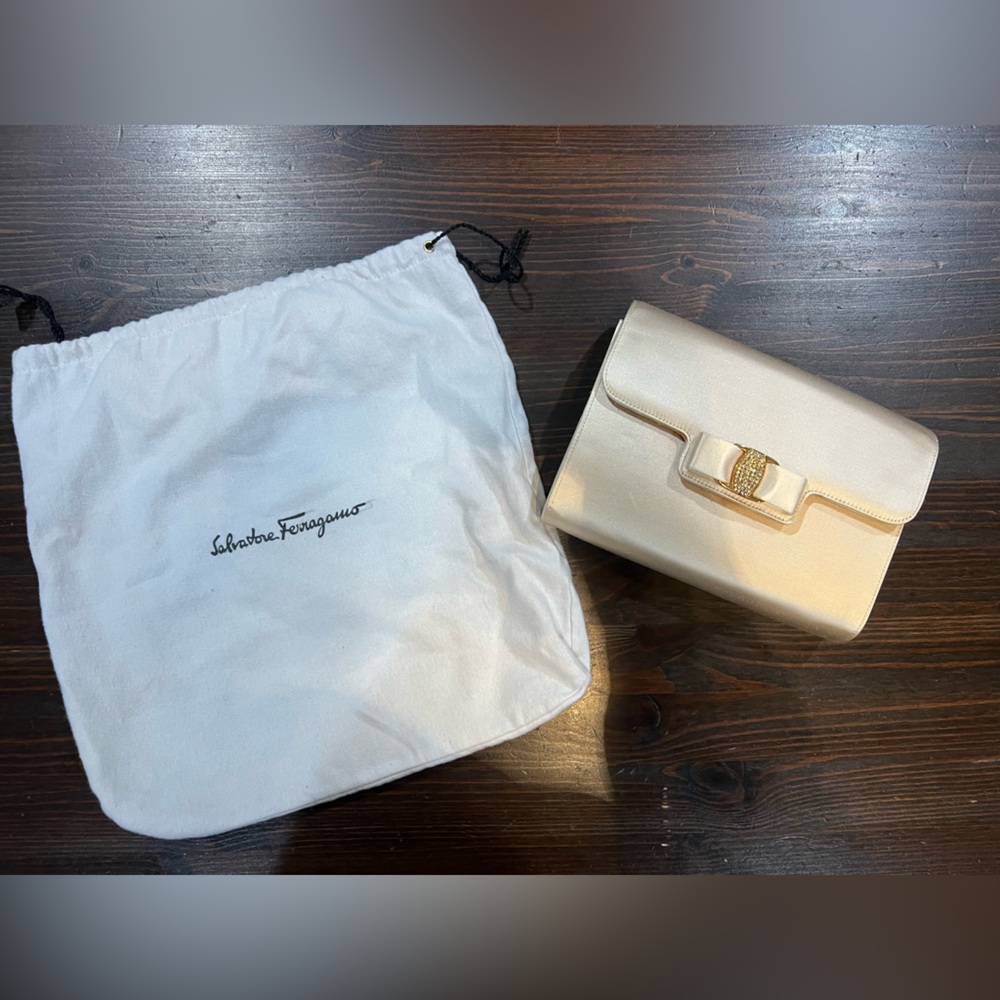 Salvatore Ferragamo Cream Clutch